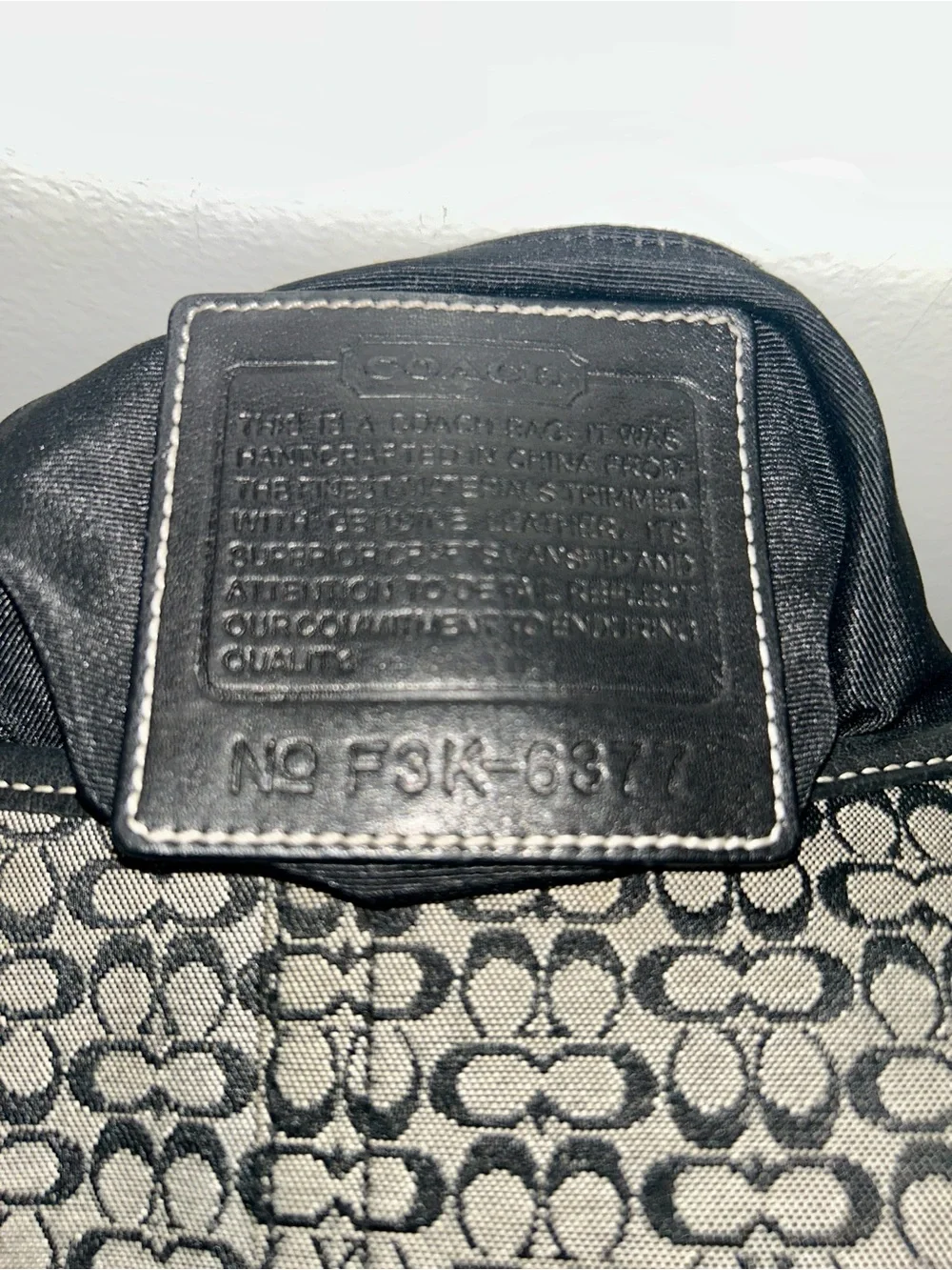 COACH Vintage Soho Signature Monogram Canvas and Leather Bag, black and gray